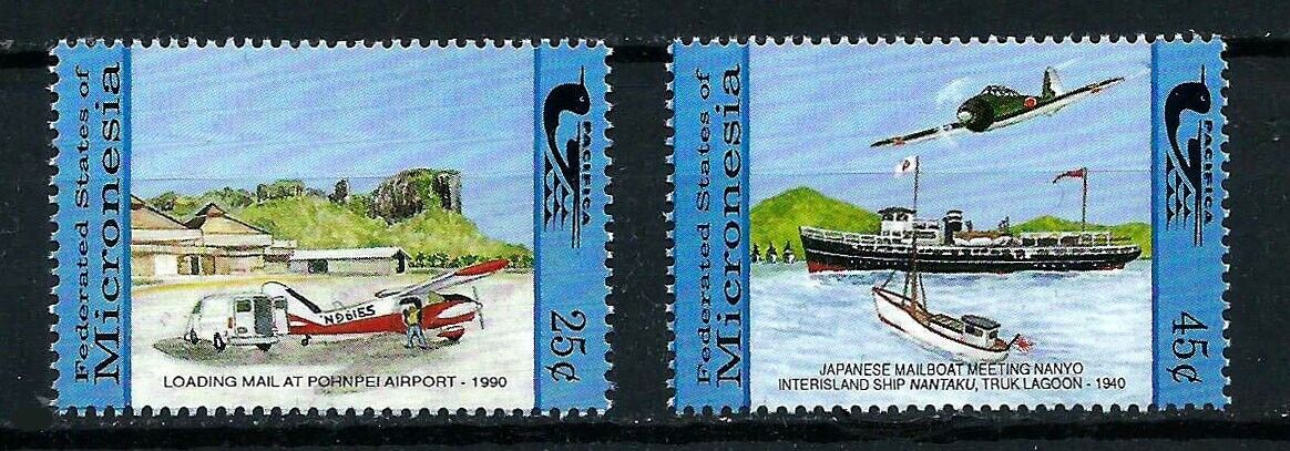 Micronesia, Scott # 122-123, Set Of 2 Mnh Pacifica, Loading & Delivering Mail
