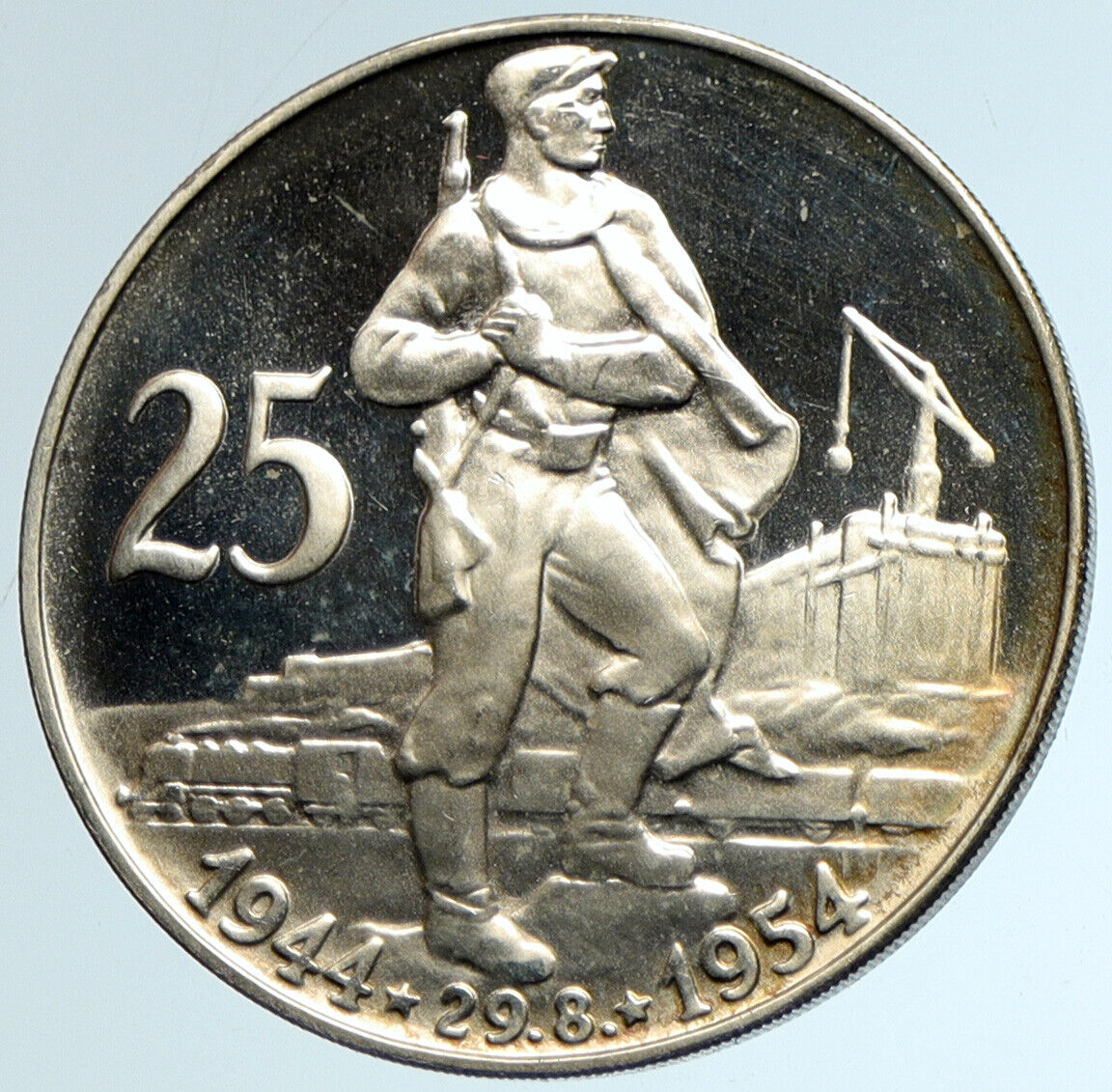 1954 Czechoslovakia Slovak Uprising Vintage Proof Silver 25 Korun Coin I103257