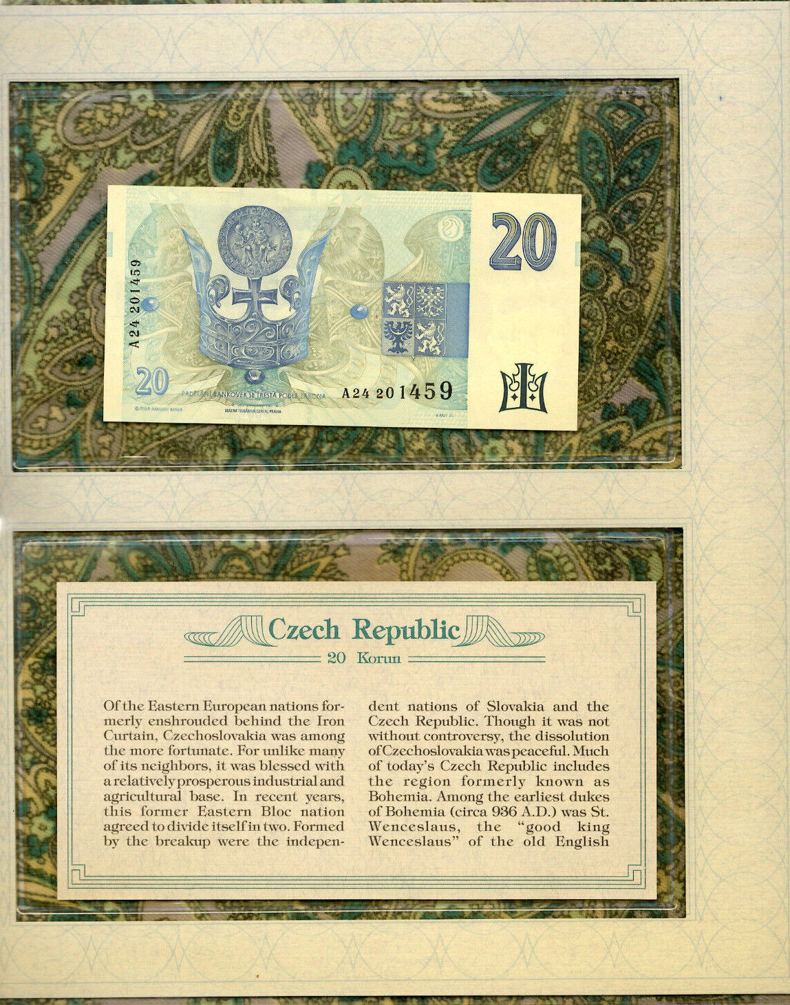 *most Treasured Banknotes Czech 20 Korun 1994 Unc P-10a A24 201459 Birthday