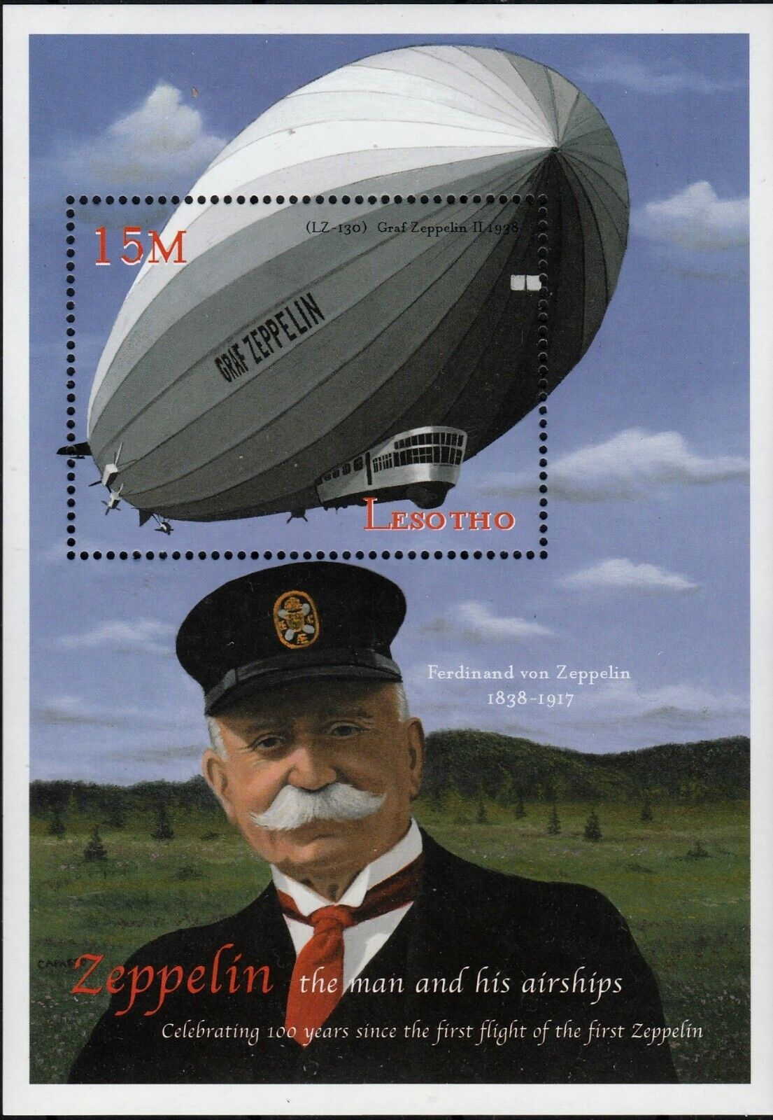 Lesotho 2000 Sheet 100 Years Count Zeppelin First Flight Zeppelin Airship Mnh