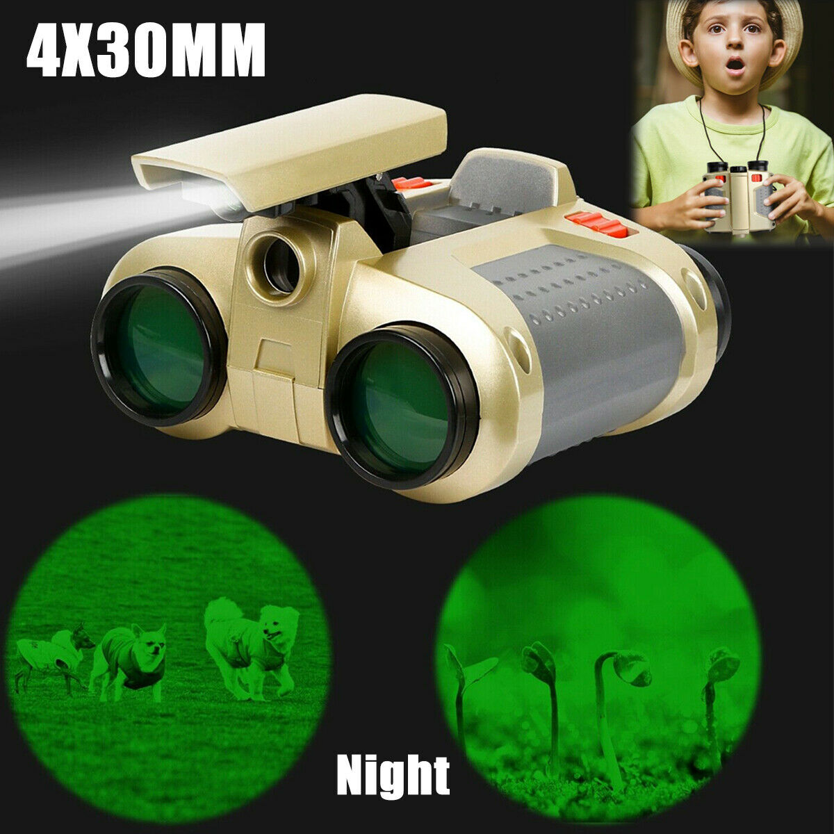 Night Vision Surveillance Scope Binoculars Telescope Pop-up Light Kids Toy Gift