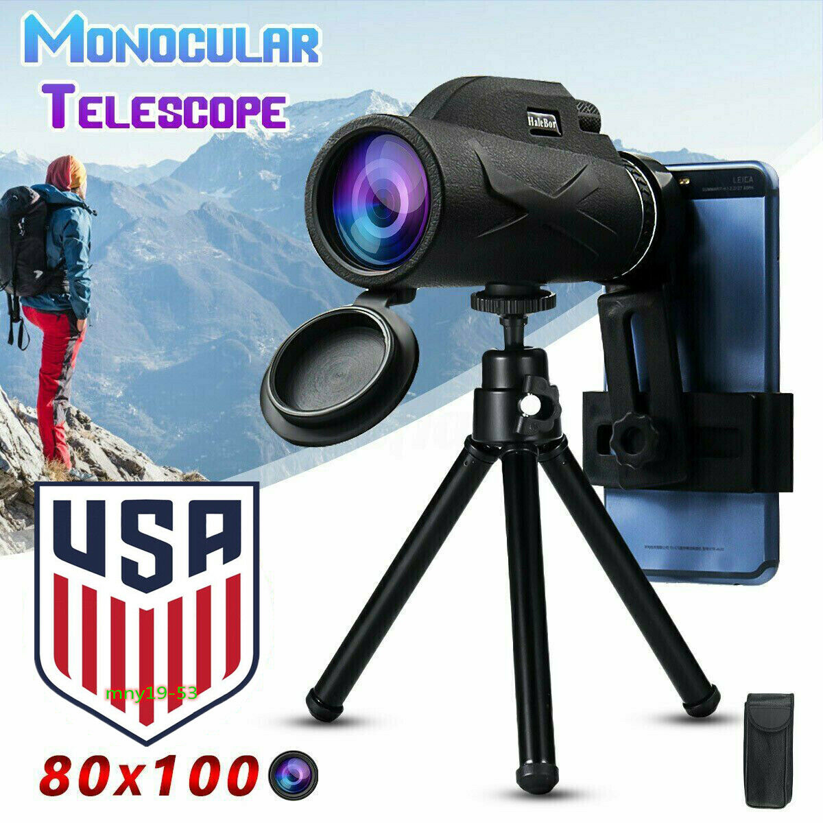 Usa Hd Monocular Starscope Phone Camera Zoom Lense+tripod Bag Phone Telescope