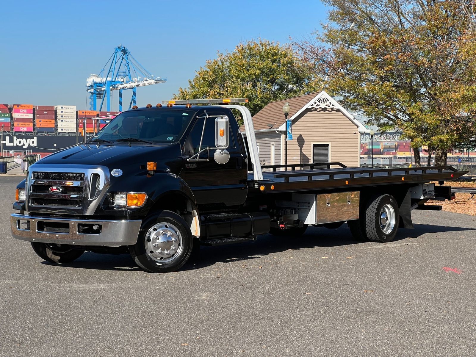 2012 Ford F650 Flatbed Black Xlt Rollback Mint Condition Only 63k Miles!
