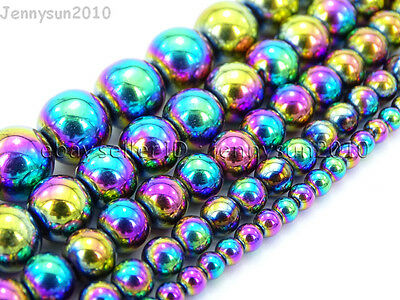 Multi-colored Natural Hematite Gemstone Round Ball Beads 16" 4mm 6mm 8mm 10mm