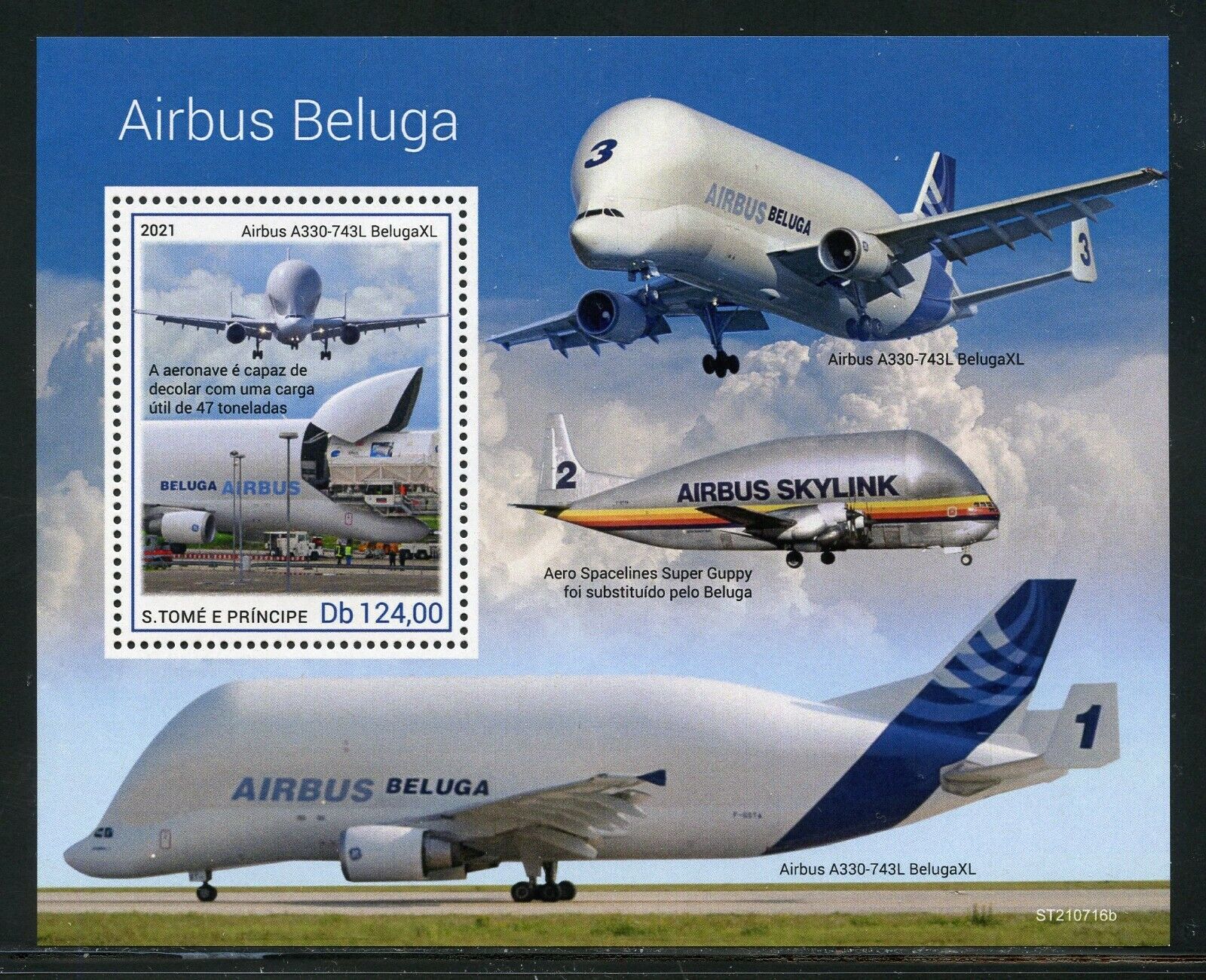 Sao Tome 2021 Airbus Beluga Souvenir Sheet  Mint Never Hinged
