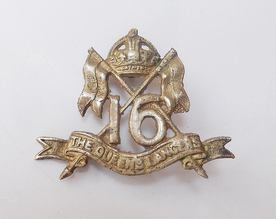 Ww1 The 16th Queen's Lancers Britsh Army Military Cap Badge
