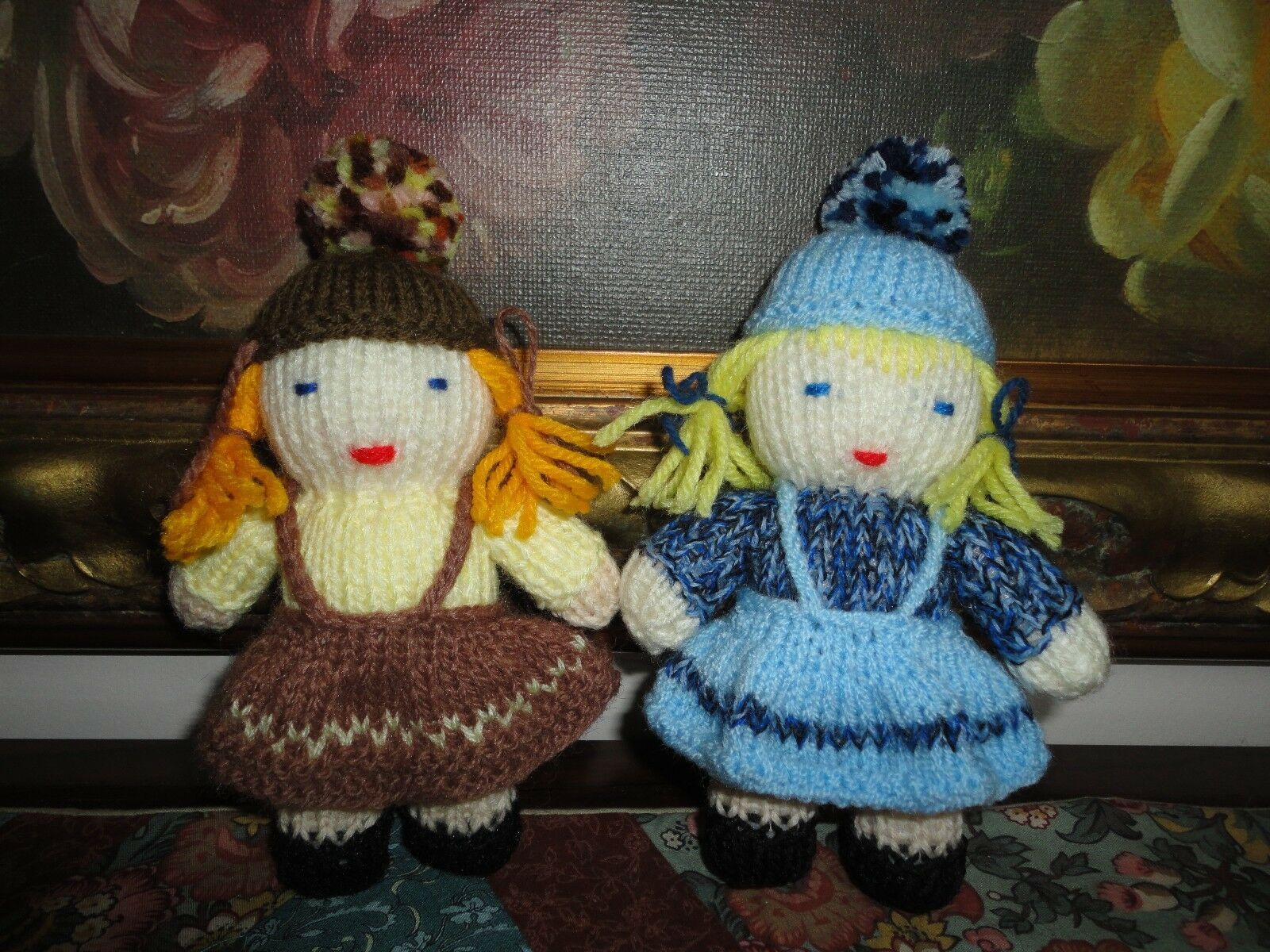 Vintage Little Hand Knitted Dolls One Of A Kind 6 Inch