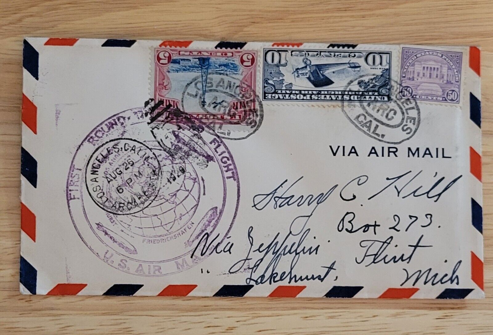 United States Cover 1929 First Round The World Flight Graf Zeppelin