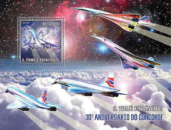 St Thomas - Concorde Anniversary On  Stamp Souvenir Sheet St6102b