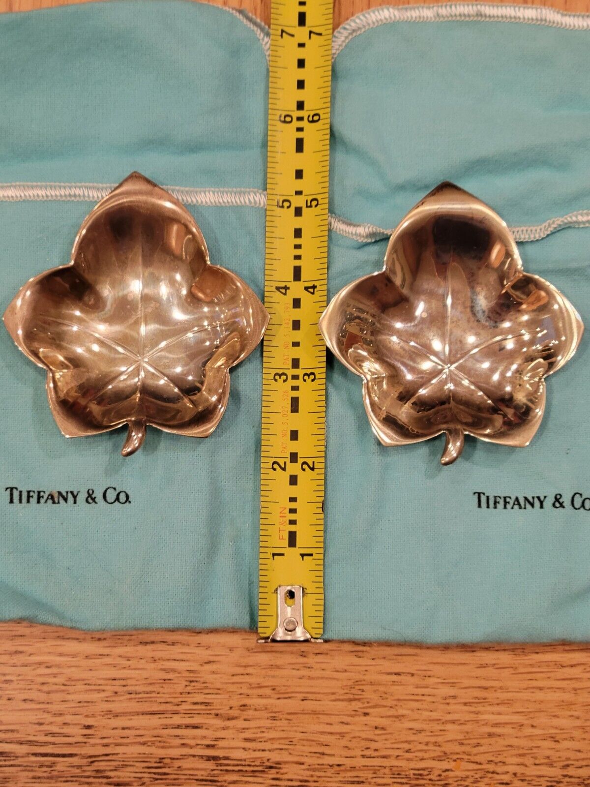 Pair Of Vintage Tiffany & Co. Sterling Silver Maple Leaf Candy/nut Dish @look@