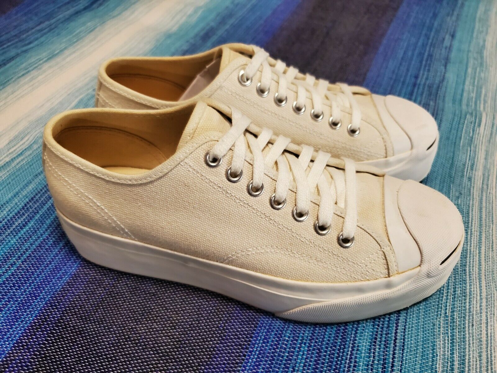 Vtg Converse Jack Purcell Natural Ivory Platform Sneakers, Women's 8.5