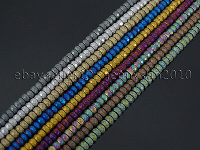 Natural Matte Hematite Gemstones 2mm X 3mm Faceted Rondelle Loose Beads 16''