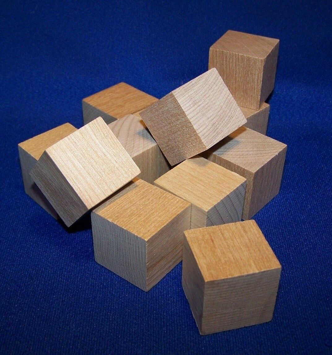 12 Natural Unfinished Hardwood 1" Wood Blocks Square Cubes Wooden Crafts New !!!