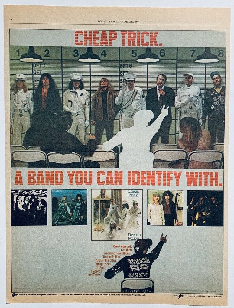 Cheap Trick Vintage 1979 Poster Advert Dream Police Rick Nielsen Robin Zander
