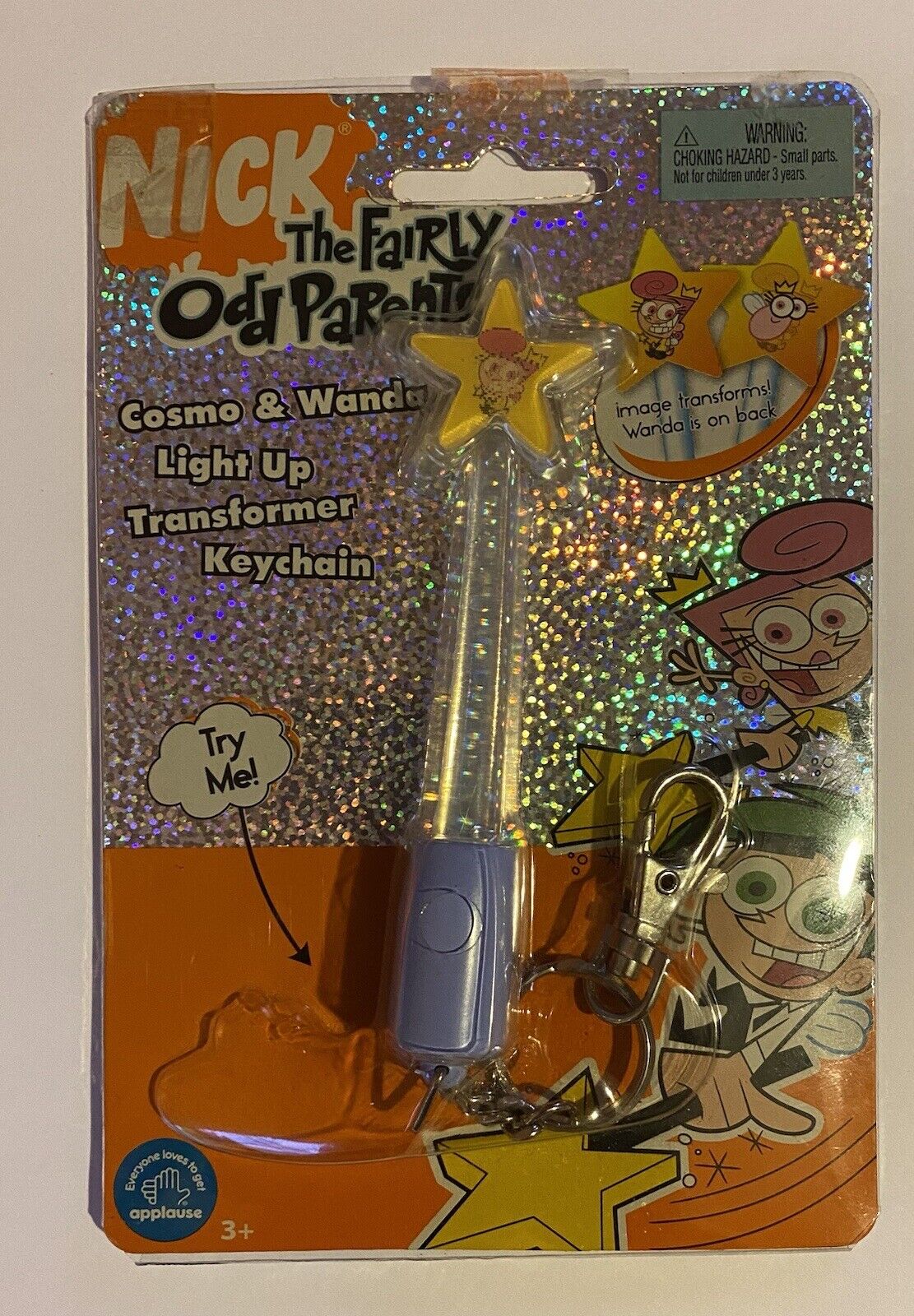 Nickelodeon Fairly Odd Parents! Cosmo And Wanda Light Up Wand Kkeychain -rare